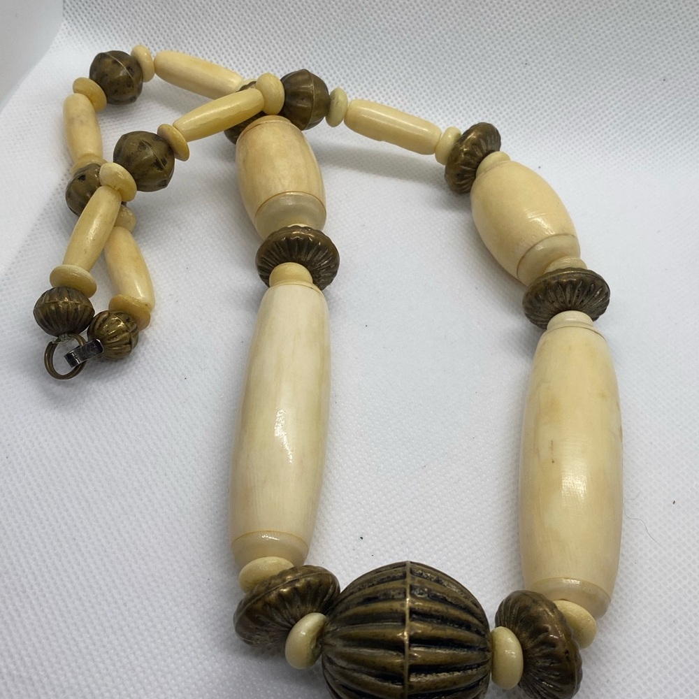 Chunky Bone Beaded Necklace